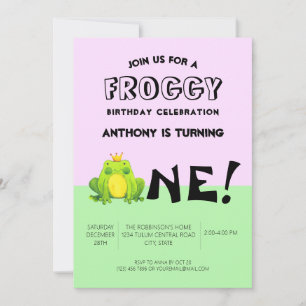 Invitation Thème grenouille pour fête d'anniversaire d'un an