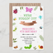 Invitation Thème insecte de la fille  (Devant / Derrière)