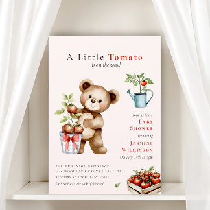 Invitation Thème italien Ours en peluche Tomate Baby Shower Q