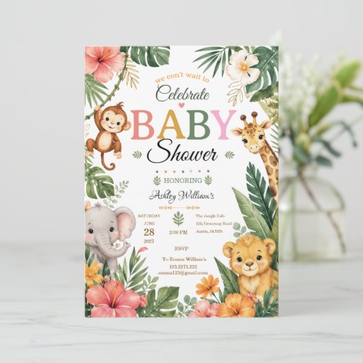 Invitation Thème jungle Baby shower (Debout devant)