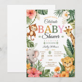 Invitation Thème jungle Baby shower (Devant / Derrière)