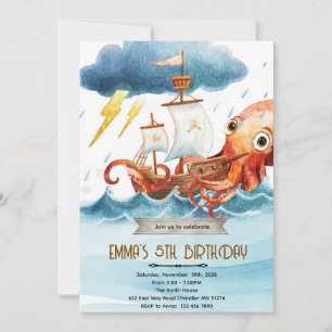 Invitation thème kraken pieuvre