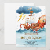 Invitation thème kraken pieuvre (Devant / Derrière)