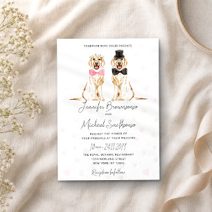 Invitation Thème Labrador retriever patte cœur chien mariage