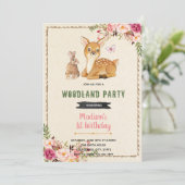 Invitation thème lapin Bambi forêt cerf (Debout devant)