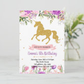 Invitation thème licorne fleurs violettes à une fê (Debout devant)