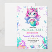 Invitation thème licorne sirène (Devant / Derrière)