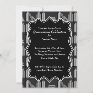 Invitation Thème Livres Quinceanera
