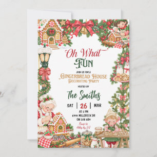 Invitation Thème Maison en Pain d'Épice Oh Quelle Joie Noël