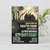Invitation Thème Maison hantée, Salle d'évasion, Anniversaire (Debout devant)