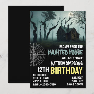 Invitation Thème Maison hantée, Salle d'évasion, Anniversaire