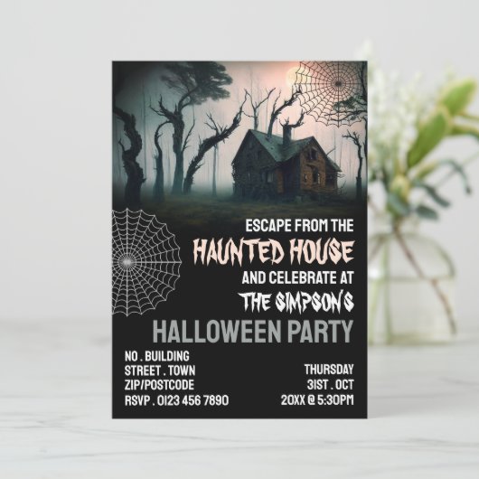 Invitation Thème Maison hantée, Salle d'évasion, Fête d'Hallo (Debout devant)