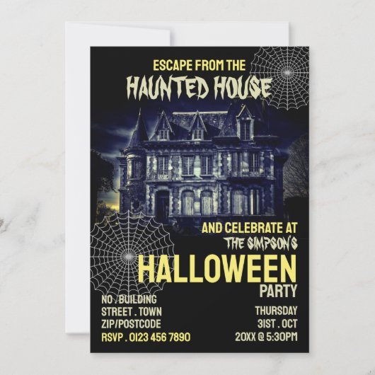 Invitation Thème Maison hantée, Salle d'évasion, Fête d'Hallo (Devant)