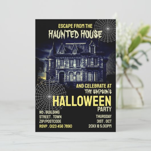 Invitation Thème Maison hantée, Salle d'évasion, Fête d'Hallo (Debout devant)