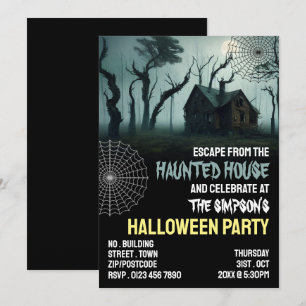 Invitation Thème Maison hantée, Salle d'évasion, Fête d'Hallo