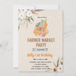 Invitation thème marché fermier bohème