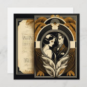 Invitation Thème mariage Art déco (Devant / Derrière)