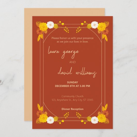 Invitation Thème Mariage classique (Devant / Derrière)