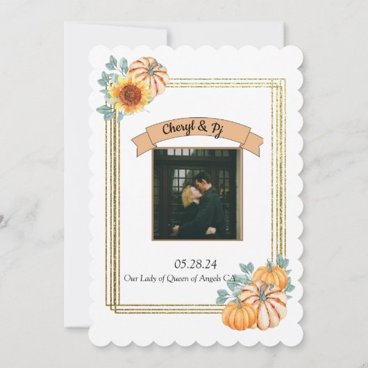 Invitation Thème mariage de automne (Dos)