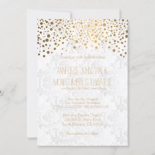 Invitation Thème Mariage des points Confetti Gold élégant