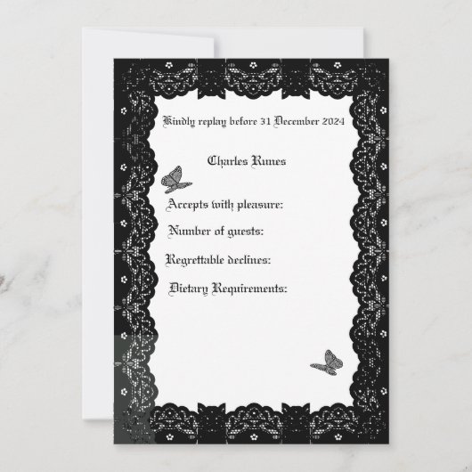 Invitation Thème Mariage gothique RSVP (Devant)