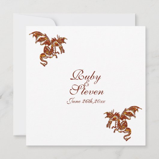 Invitation Thème Mariage Imaginaire blanc dragon flamboyant (Dos)