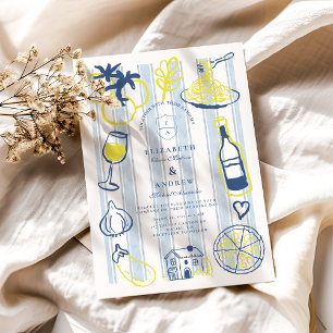 Invitation Thème Mariage Italien Dessiné À La Main