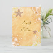 Invitation Thème mariage plage fête d'anniversaire corail (Debout devant)