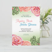 Invitation Thème Mariage rose (Debout devant)