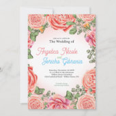 Invitation Thème Mariage rose (Devant)