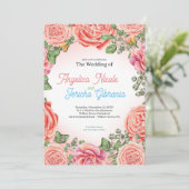 Invitation Thème Mariage rose (Debout devant)