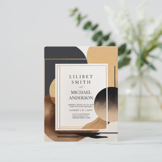 Invitation Thème Mariage scandinave Japandi Tons Terre (Debout devant)