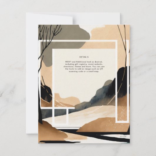 Invitation Thème Mariage scandinave Japandi Tons Terre (Dos)