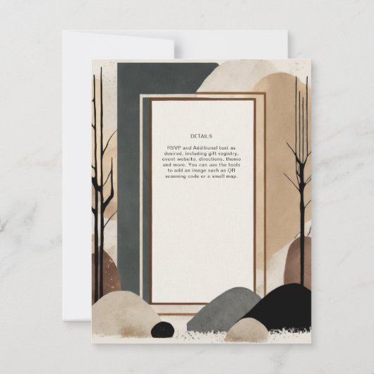 Invitation Thème Mariage scandinave Japandi Tons Terre (Dos)
