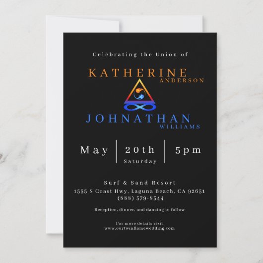 Invitation Thème Mariage Twin Flame (Devant)