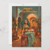 Invitation Thème marocain orange doré sarcelle d'anniversaire (Devant)