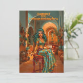 Invitation Thème marocain orange doré sarcelle d'anniversaire (Debout devant)