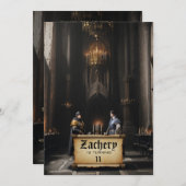 Invitation *~* Thème médiéval crépusculaire AP88 2 CHEVALIERS (Devant / Derrière)