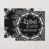 Invitation Thème médiéval gothique tribal noir et blanc pour  (Devant / Derrière)