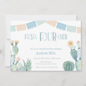 Invitation Thème mexicain Fiesta FOURever Boy 4e anniversaire (Devant)