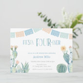 Invitation Thème mexicain Fiesta FOURever Boy 4e anniversaire (Debout devant)