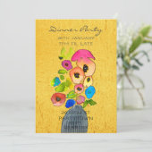 Invitation Thème moderne coloré fleuri design (Debout devant)