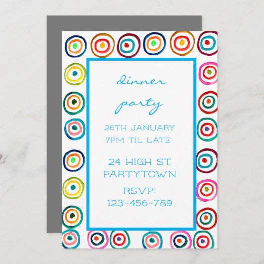 Invitation Thème moderne coloré thème motif design (Devant / Derrière)