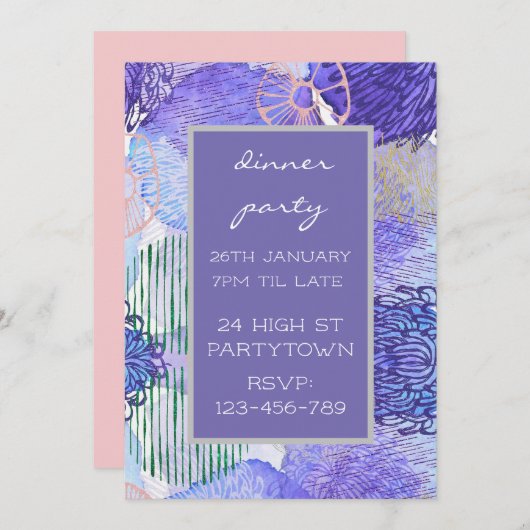 Invitation Thème moderne coloré thème motif design (Devant / Derrière)