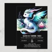 Invitation Thème Moderne Dragon Anniversaire (Devant / Derrière)