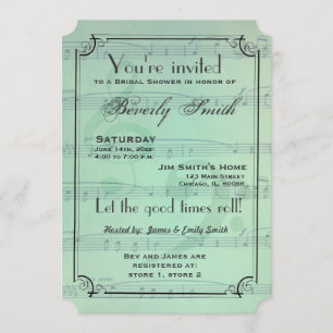 Invitation Thème musical douche nuptiale - vert menthe