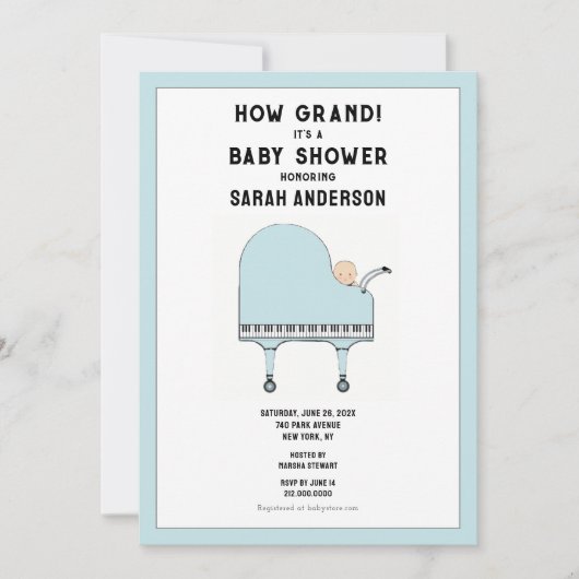 Invitation Thème musical pour Baby Shower (Devant)
