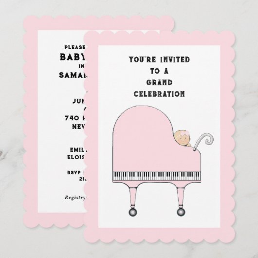 Invitation Thème Musique baby shower (Devant / Derrière)