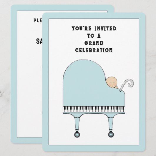 Invitation Thème Musique baby shower (Devant / Derrière)