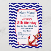 Invitation Thème nautique fête d'anniversaire (Devant / Derrière)
